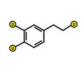 The chemical formula of dopamine. Vector.